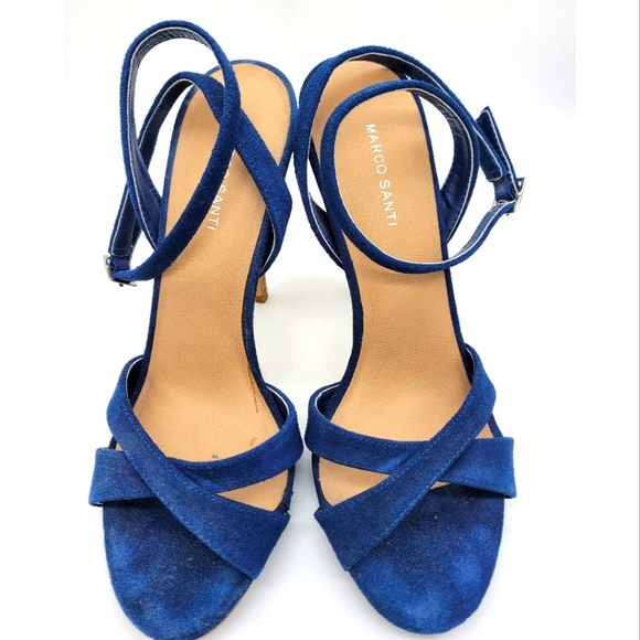 Marco Santi Shoes - Navy Ankle Strap Heels, Sz 9